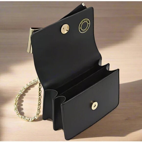Ted Baker Ted Baker Livia Crossbody Black Small Leather Convertible Gold Chain - Picture 5 of 9